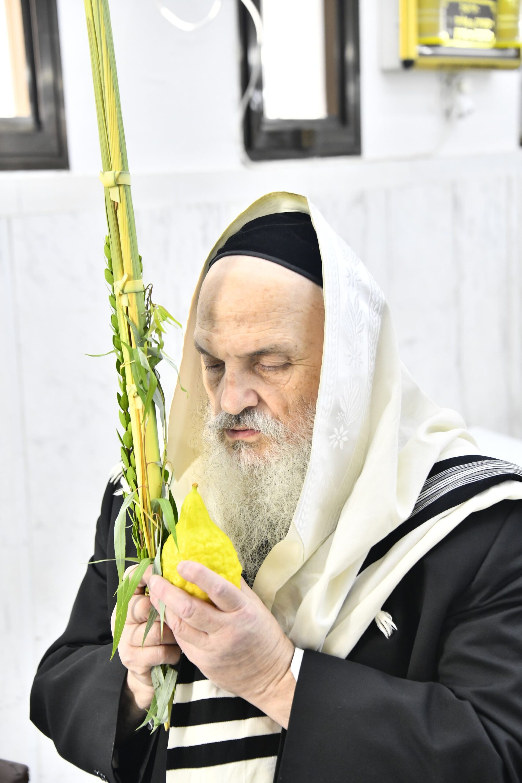 בהיכל הכולל: ראש הישיבה בנטילת לולב 